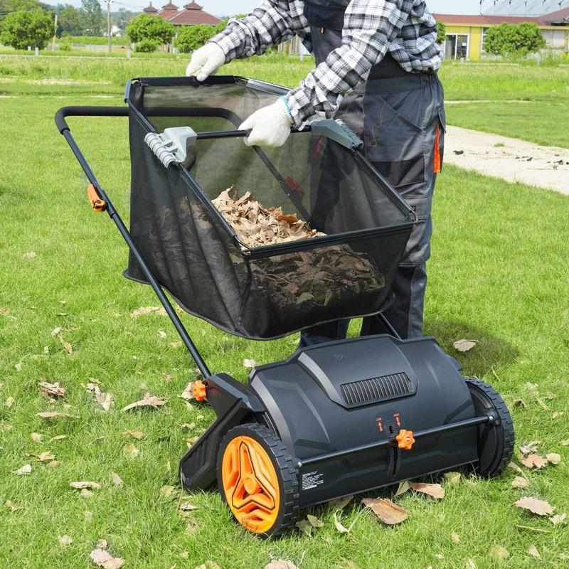 Push Lawn Sweeper, 21-inch Leaf & Grass Collector